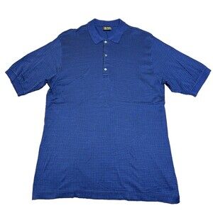 Bobby Jones Polo Shirt Mens Golf Houndstooth Pattern Navy Black Cotton Sz Large